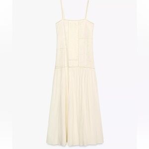 Zara Cream Patchwork Embroidered Dress S